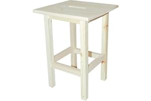 LoviStore Sgabello Alto in Legno di Pino, Seduta, Panchetto, Sedia senza schienale da Bar, Cucina, Ufficio, Tavolino d'Appoggio, Stile Rustico e Solido, Pino Essiccato per Arredare Casa cm30x30xh45