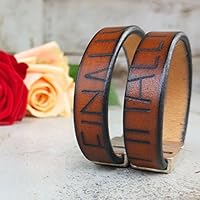 Annika Lind Naturschmuck & Accessoires Leder Partnerarmbänder (2er-Set) walnussbraun mit Gravur nach Wunsch und Magnetverschlüssen