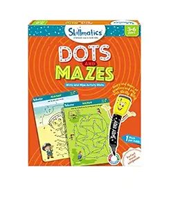 Skillmatics Educational Game : Dots and Mazes | Reusable Activity Mats with Marker Pen | Gifts, Travel Toy & Learning Tool for Ages 3-6, Orange