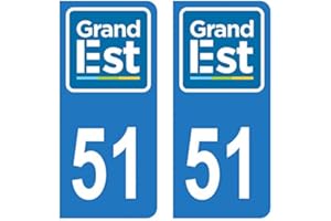 HADEXIA Autocollant Stickers Plaque immatriculation Voiture Auto département 51 Marne Logo Région Grand Est