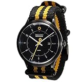 Daye/Turner Herren Uhr Analog Quarz mit Nylon Armband DT-76HD34BK-77ST