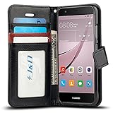 Huawei Nova Hülle, J&D [Handytasche mit Standfuß] [Slim Fit] Robust Stoßfest Aufklappbar Tasche Hülle für Huawei Nova - Schwarz - 
