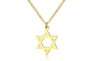 HMOOY Acier Inoxydable Étoile De David Pendentif Colliers À Six Pointes Megan Étoile Juif Israël Bijoux Pour Femmes Hommes Hip Hop