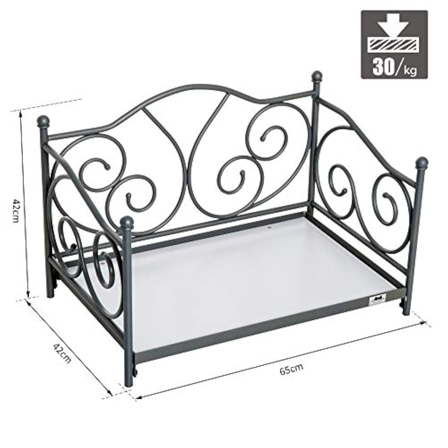 Pawhut Lit Canape Style Fer Forge Pour Chiens Chats Matelas Grand