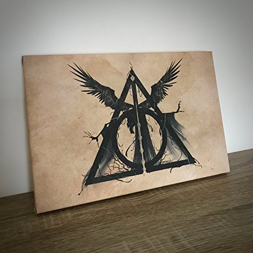 Epic Modz Harry Potter a inspiré les Cadeaux de la Mort Original Unique Artwork A4 Impression sur toile cadeau (fond taché)