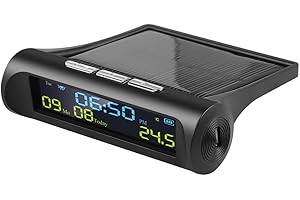 Tuccbay Digital Solar Car Clock with Temperature Display in Car Date and Time LCD for Home Decoration Outdoor Personal Car Part A