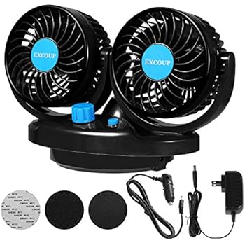LIAVOP Auto Ventilator 12V - Doppelkopf Lüfter Mit 360° Drehung Für Auto & LKW