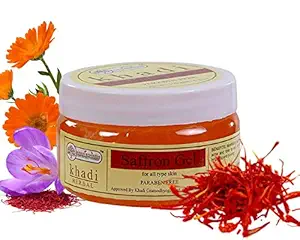 Khadi Rishikesh Pure Saffron Gel For Lightening Whitening Skin Tone | Reduce Pigmentation | Blemishes | Acne ,Power With Orange, Honey ,Aloe vera ,Marigold -Men Women- 150 Gm