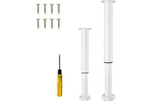 NCRGB 2PCS Patas Pies Ajustables Pata de MeAjustable,Regulables con 16 Kit Destornillador y Tornillos,para Armarios Mesillas de Noche Camas Escritorios Cómoda Estantería (Blanco, 40-70 cm)