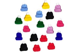 Amosfun Pack of 20 Mini Christmas Knitted Hat Knitted Doll Hat Mini Christmas Hat DIY Wine Bottle Stoppers Lollipop Hat Christmas Craft Art Decoration (Red)