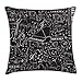 Produktbild VVIANS Musical Throw Pillow Cushion Cover, Chalk Drawing Doodled Guitar Piano Saxophone Maracas Keyboard and Accordion, Decorative Square Accent Pillow Case, 18 X 18 Inches, Black Pale Grey