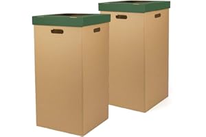 ONLY BOXES Confezione da 2 pattumiera in cartone, cestino con coperchio, colore verde, dimensioni 37 x 36 x 70 cm (largoxanchoxalto)