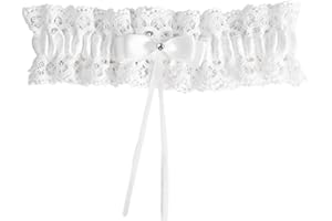NICECRAFT White Garters for Brides Wedding Dresses Bridal Accessories with Bow Ribbon Elastic Lace Leg Party for Women Girls