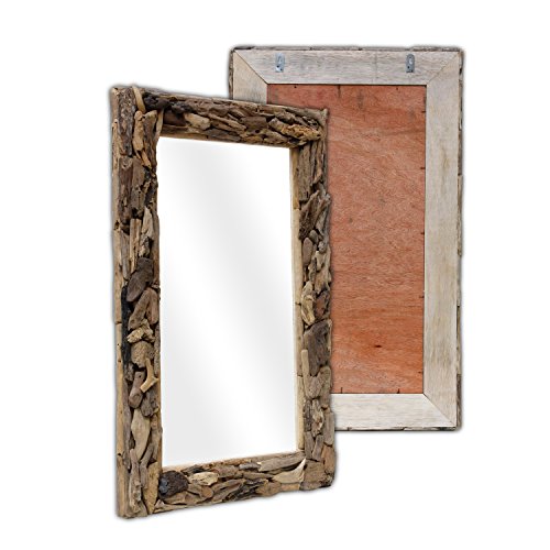 Wandspiegel Spiegel Rahmen Hängespiegel Holzrahmen Thailand Massiv ca. 102cm Mosaik Holz Natur