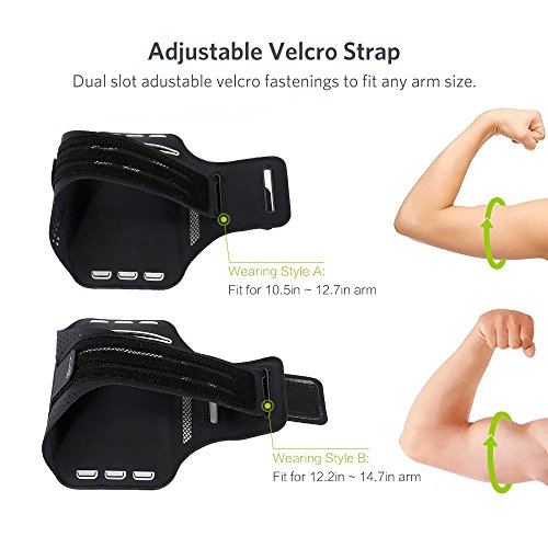 Handy Armband Landnics Sportarmband iPhone Android sebis 5.5 Inch SchweiÃŸbestÃ¤ndiges Armband-Etui Mit SchlÃ¼sselhalter, Kabelfach, Kartenhalter fÃ¼r Handys Samsung Galaxy iPhone 7/6/6S/5 (Schwarz+)