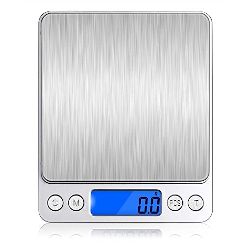TopEUR Digitale Küchenwaage Digitalwaage Professionelle Waage Electronische Waage Küchenwaage Briefwaage LCD kochende Gramm-Skala (3000g, 0.1oz / 0.1g)