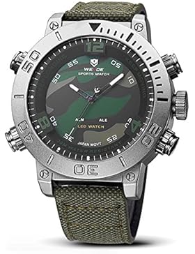 Alienwork LED Analog-Digital Armbanduhr sport Uhr Herren Uhren Multi-funktion XXL Oversized Nylon grün WD.WH-6103-3