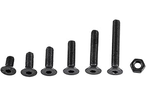 WALFRONT M3 Kit de 250pcs Assortiment Vis Boulon Douille Hexagonale Tête Fraisée Plate/Bombée/Cylindrique Six Pans Creux en Acier d'Alliage avec Ecrous, M3 x 6/8/10/12/16/20mm (C: Tête Plate)