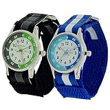 2 x Reflex Time Teacher blau/schwarz Klettverschluss Jungen Kinder Armbanduhr Geschenk