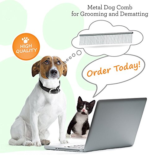 SHENNOSI-Pet-Grooming-massage-Comb-for-Dogs-Stainless-Steel-Set-of-2-Different-size