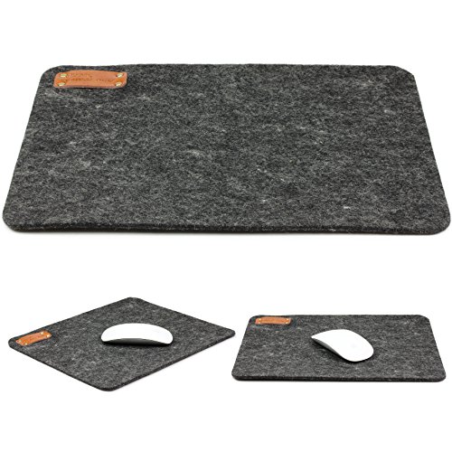 Original Urcover® XXL Designer Gaming Mousepad in liebevoller Handarbeit aus Filz hergestellt 30 x 24 cm dpark Edition Mauspad Grau