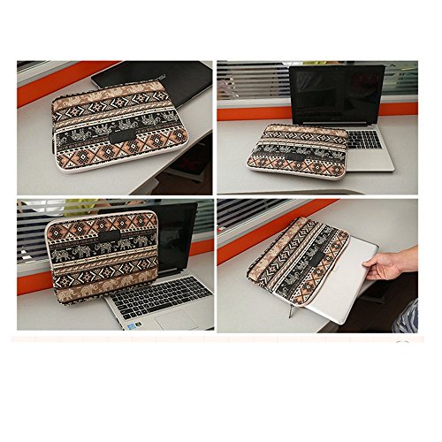 Ac.yc 13 Zoll Elephant Pattern Leinwandgewebe Laptop Hülle Tasche Cover für Laptop / Notebook / Macbook / Ultrabook / Chromebook (Dell / HP / Lenovo / Sony / Toshiba / Ausa / Acer / Samsung) (13,3 Zoll) (Brown) - 5