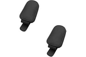 DDKY 2 Pezzi 10 * 4.2 * 3.3CM Porta Occhiali Auto, Porta Occhiali da Sole,Pelle Clip per Biglietti da Visita Supporto per Occhiali Sole da Auto- Nero