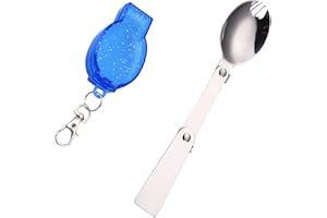 SEELIMGOO Titanium Spork Reusable Folding Fork Spoon Spork Portable 304 Stainless Steel Camping Spoon Fork for Outdoor Travel Camping
