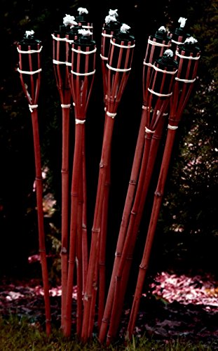 24 Stück Gartenfackel Bambusfackel 90 cm in Mahagoni Farbe aus Bambus für draussen inkl Docht + Tank / Ölfackel Gartenfackel Lampe Öllampe Gartenfackeln / STAR-LINE® - 2