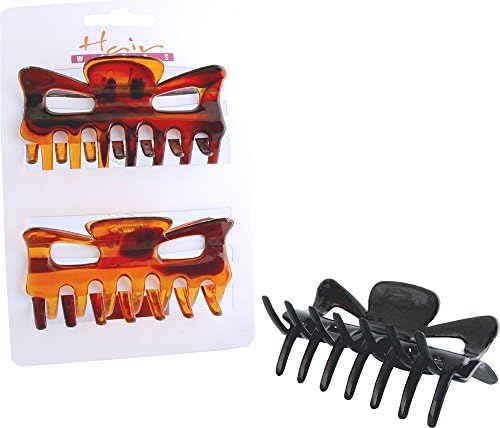 Hairworks Large Hair Clamps - Black or Tortoise Shell - 2 Pack (Colour May Vary)