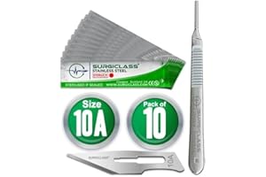 Surgiclass Surgical Blade Scalpel Blade Size 10A Stainless Steel Sterilised by Gamma Radiation Pack of 5 SURGIGR10A-PK10