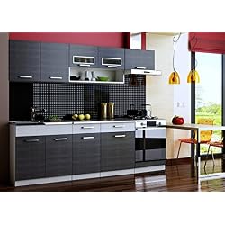 MOINSCHERCUISINE Cuisine Topaze Noir chiné - 2m40-7 Meubles