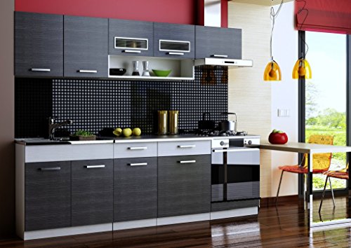 MOINSCHERCUISINE Cuisine Topaze Noir chiné - 2m40-7 Meubles