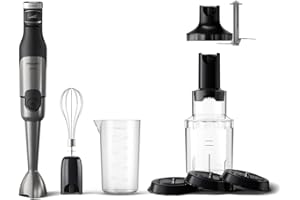 Philips Mixeur Plongeant Series 5000-3 accessoires + Spiralizer (0.7L), Puissance de 1200W, Technologie ProMix, Indicateur de vitesse à LED, Contrôle sans effort, Nettoyage facile, Noir (HR2684/00)