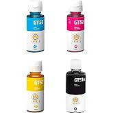 HP Uyumlu GT53XL Siyah GT52 Renkli 4'l&uuml; M&uuml;rekkep Seti, Smart Tank Ink Tank i&ccedil;in, Black Cyan Magenta Yellow