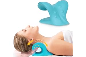 MOANATURA Nube Cervical. Almohada para Alivio del Dolor de Cervicales, Cuello y Hombros. Almohadilla Relajante de Tracción Cervical. Cojín para Estirar, Relajar, Aliviar y Traccionar el Cuello. (Azul)