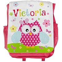 Kinderrucksack Eule mit Name für Mädchen in Pink, Kita, Kindergarten, personalisiert,