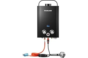 GASLAND BE158B Tankless Gasdurchlauferhitzer, 6L LPG Durchlauferhitzer 50mbar, Instant Gasdusche für Campingdusche Pferdedusche