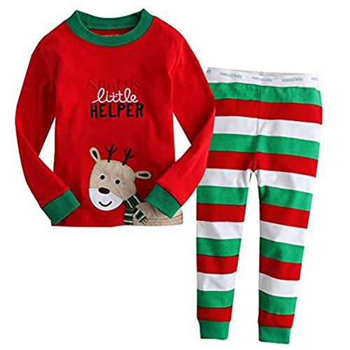 Preisvergleich Produktbild Kinder Baby Jungen Mädchen, Stillshine - Weihnachten Kinder Weihnachten Pyjamas Set Weihnachtsmann Homewear Langarm Cartoon Baumwolle Nachtwäsche (130CM, Stil 4)