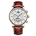 Produktbild XYhjd Mechanische Uhr,Automatik Herren Klassische Herren mechanische Uhr,Gold Dial Leder Mechanische Armbanduhren,hohles Lederarmband Geburtstagsgeschenk,C