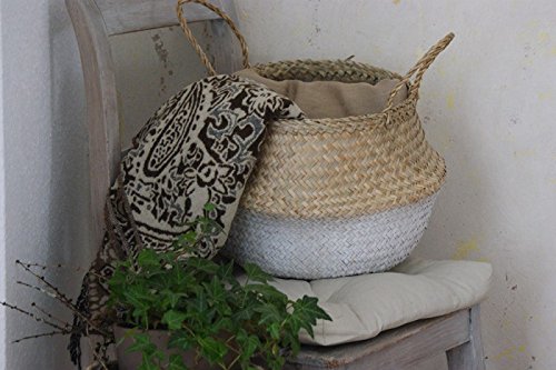 Seegras-Korb Flecht-Korb Einkaufs-Korb Einkaufs-Tasche Aufbewahrung ‚New Design‘, Farbe:weiß - 5