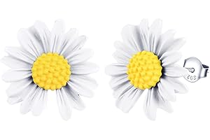 INFINIONLY Zartes Kleine Gänseblümchen Ohrringe, 925 Sterling Silber Ohrringe für Damen Mädchen, Leuchtend Bunte Blumen Ohrstecker, Hypoallergen Ohrschmuck