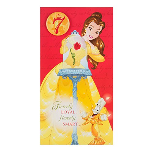 Hallmark Beauty and the Beast 7th Birthday Card "Badge" - Medium [Old Model]