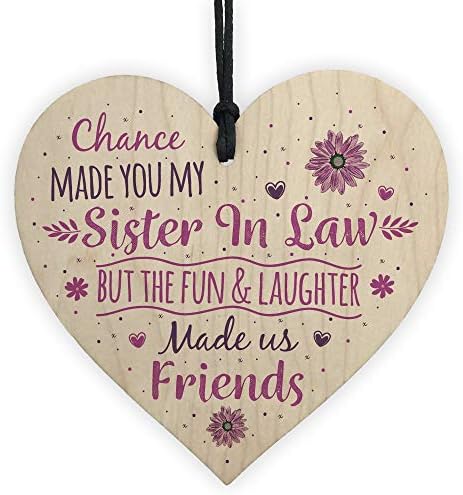 RED OCEAN Chance Made You My Sister In Law Wooden Heart Shabby Chic Plaque Keepsake Friendship Birthday Sister Gift