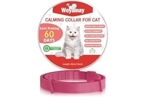 Woyamay Collare Calmante per Gatti, Collari Calmanti Feromoni Gatto Regolabile e Impermeabile, Naturale Anti-Ansia Collare Gatto Calmante per Gatti di Taglia Piccola, Media e Grande, Rosso