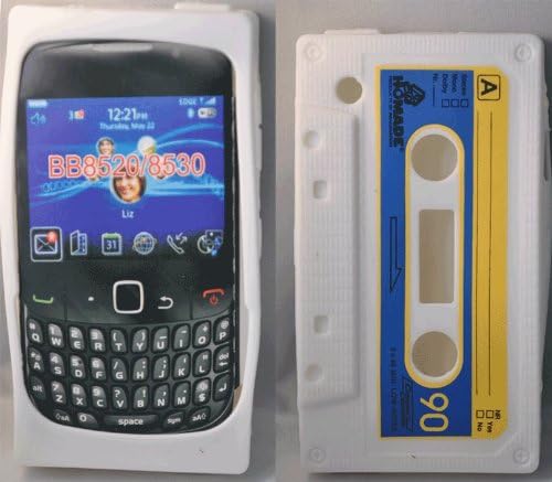 Phonedirectonline- White Cassette silicone case cover pouch for Blackberry curve 8520