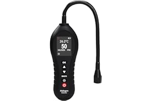 TEKCOPLUS Détecteur de fuites de réfrigérant HVAC Détecteur de fuites de fréon avec sonde flexible de 25 cm, plage de 0-1000 PPM, écran couleur, pour systèmes automobiles et de climatisation (CFC, HCFC, HFC)