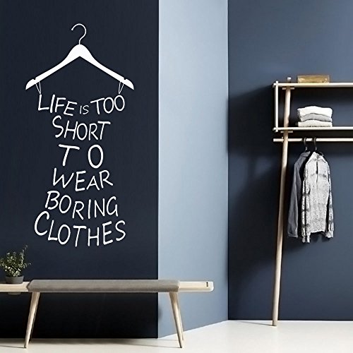 ufengke® Ankleidezimmer“Life Is Short To Wear Boring Clothes“ Zitate Und Sprüche Wandsticker, Wohnzimmer Schlafzimmer Entfernbare Wandtattoos Wandbilder - 2