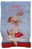 Niedlich weiche Babydecke mit Namen bestickt - 2
