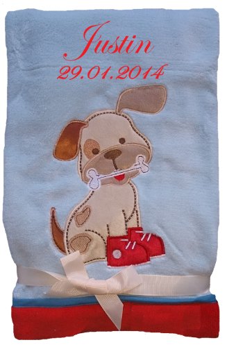 Niedlich weiche Babydecke mit Namen bestickt - 2